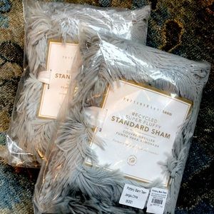 Pottery Barn Teen Fluffy Luxe Standard Sham set of 2. Stone Grey